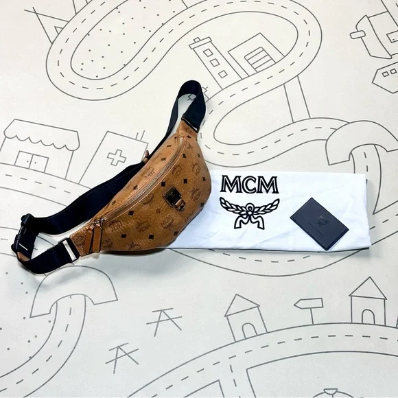 MCM Fursten Visetos Small Belt Bag In Cognac - Picture 3 of 10